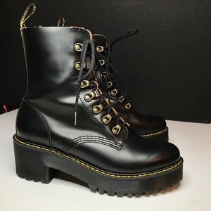 Dr Martens black Leona platform combat boots